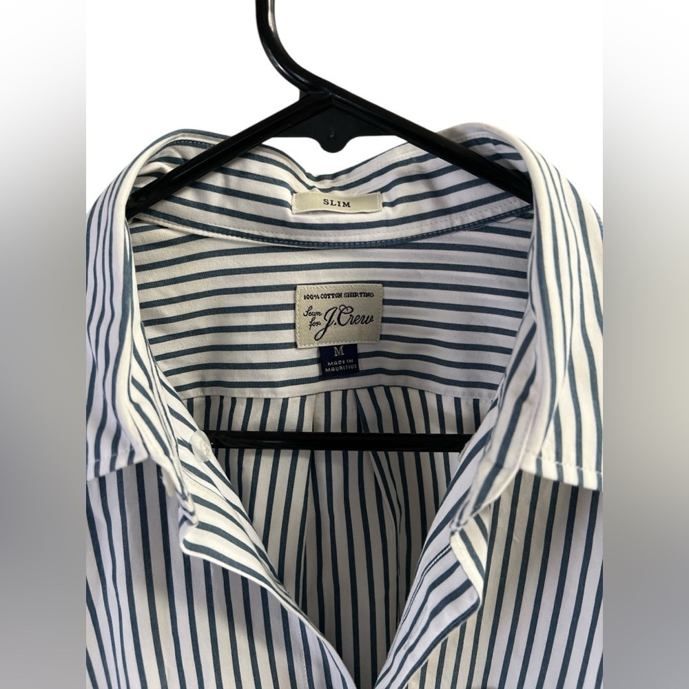 J Crew blue striped cotton long sleeve dress shirt slim - Picture 2 of 5